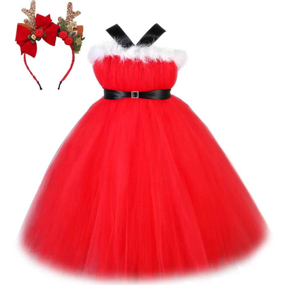 Santa Claus Christmas Tulle Dress for Girls