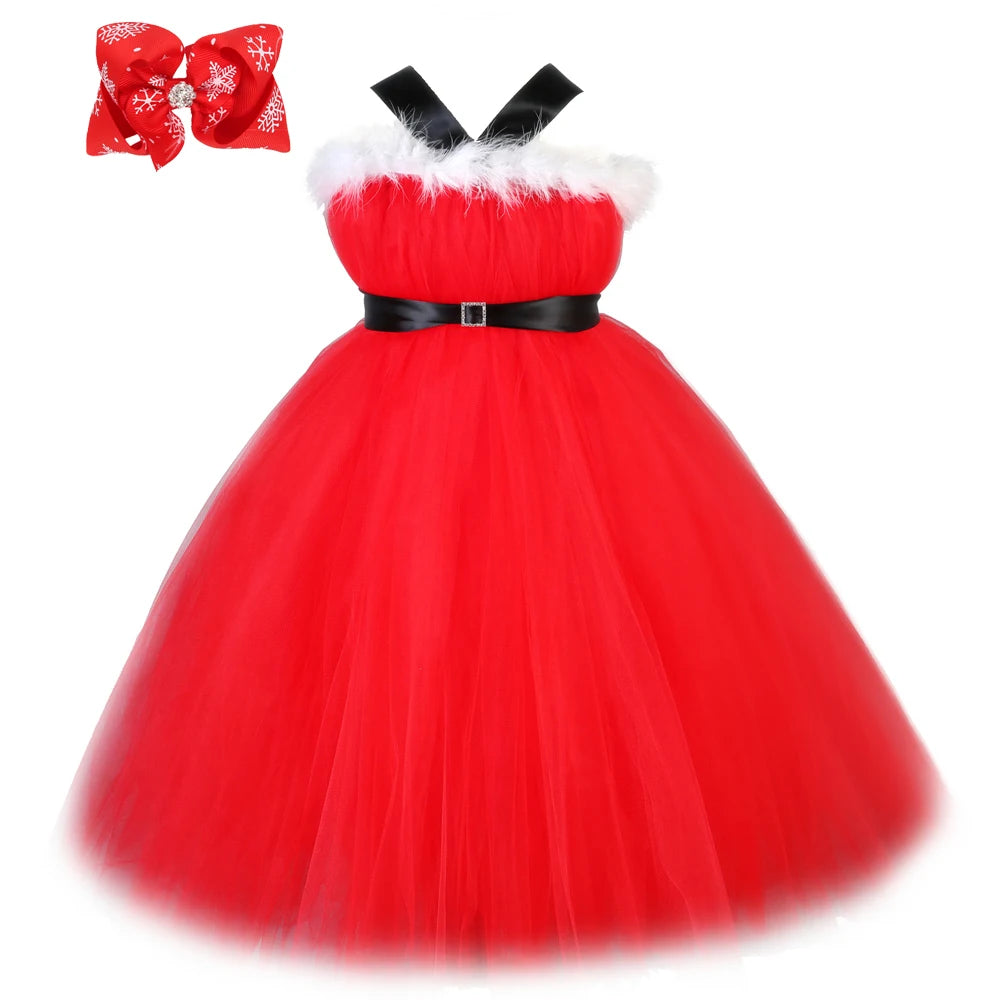 Santa Claus Christmas Tulle Dress for Girls