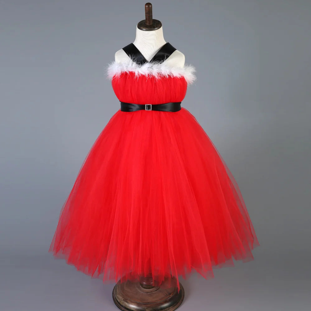 Santa Claus Christmas Tulle Dress for Girls