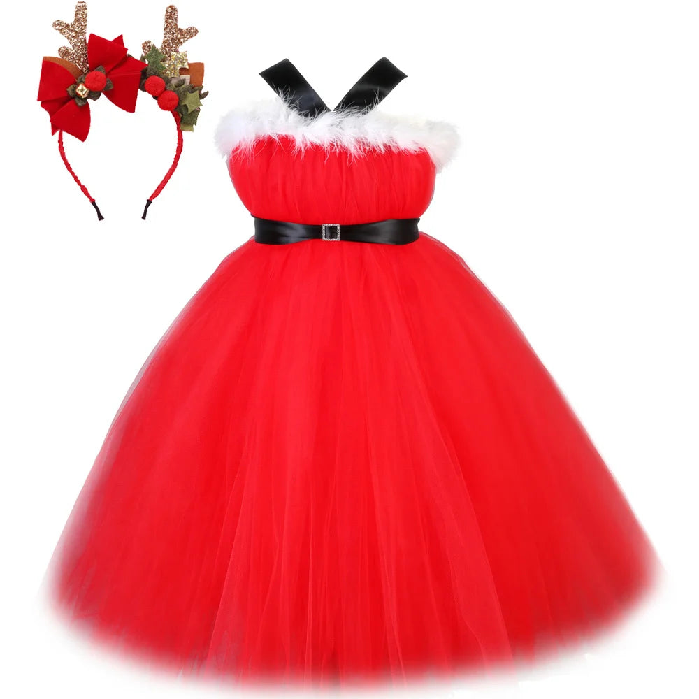 Santa Claus Christmas Tulle Dress for Girls