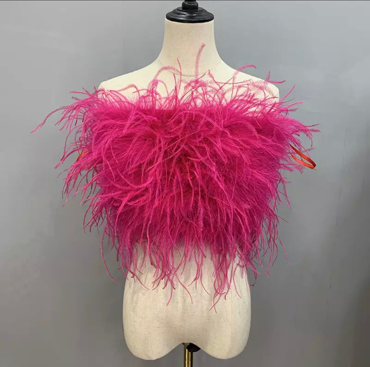 Summer Ostrich Tube Long Feather Top Bra Stretch Women Wedding Natural Turkey Feather Long Hair Underwear Lady Shirt Wrap