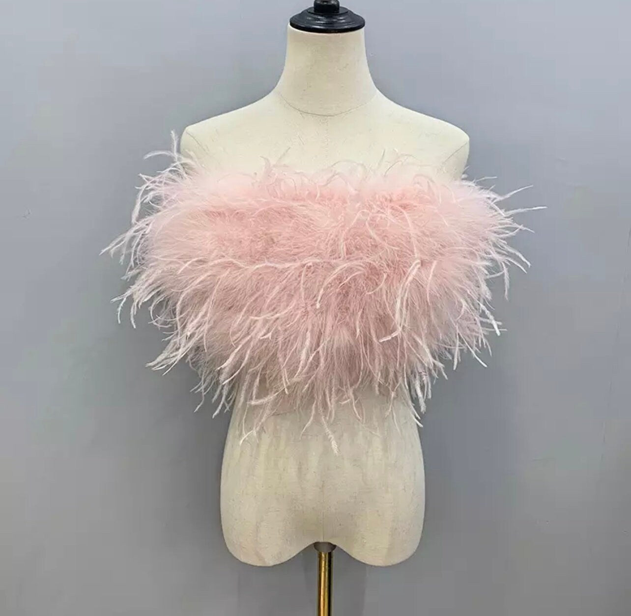 Summer Ostrich Tube Long Feather Top Bra Stretch Women Wedding Natural Turkey Feather Long Hair Underwear Lady Shirt Wrap
