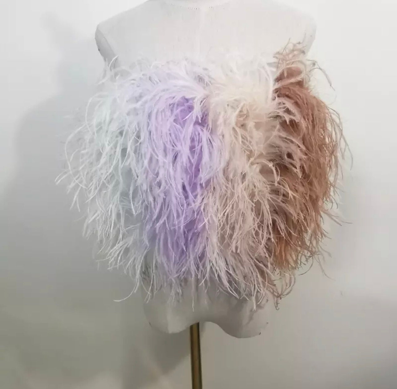 Summer Ostrich Tube Long Feather Top Bra Stretch Women Wedding Natural Turkey Feather Long Hair Underwear Lady Shirt Wrap