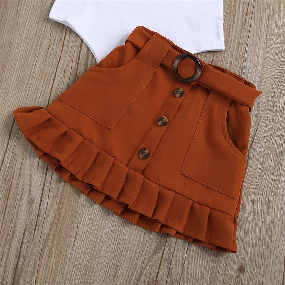 Infant Kids 6M-4T Baby Girls Pudcoco 2Pcs Fashion Summer Clothes Set Solid Sleeveless Bodysuits Tops Flitted Skirt Outfits
