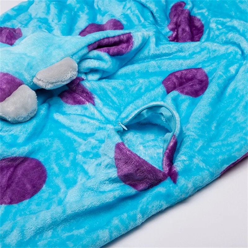 Sullivan Kigurumi Costume Kid Onesie Anime Cosplay Blue Monsters University Boys Girls Mascot Flannel Warm Party Wear Funny suit