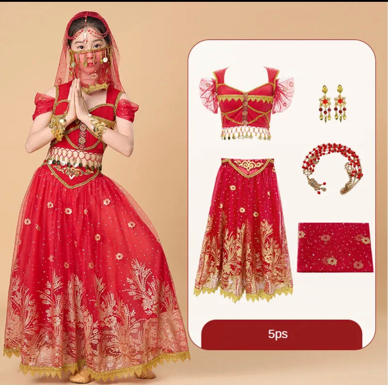 Children's belly dance new jasmine princess costume Indian dance Aladdin magic lamp girl performance costume