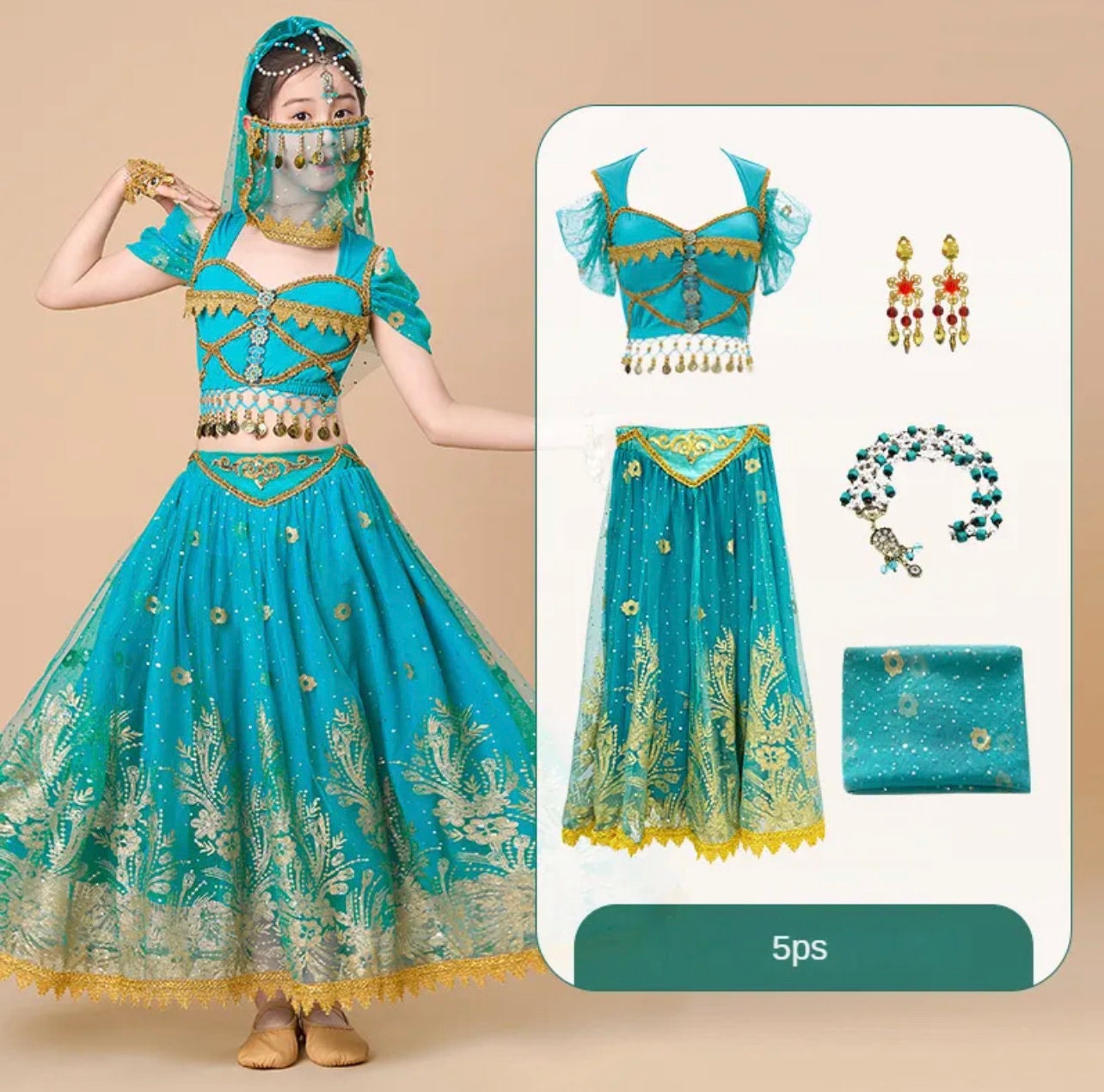 Children's belly dance new jasmine princess costume Indian dance Aladdin magic lamp girl performance costume