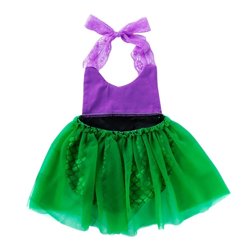 Newest Rompers Baby Girls Mermaid Dress Princess Cotton Clothes Lace Halloween Costume with Headbands