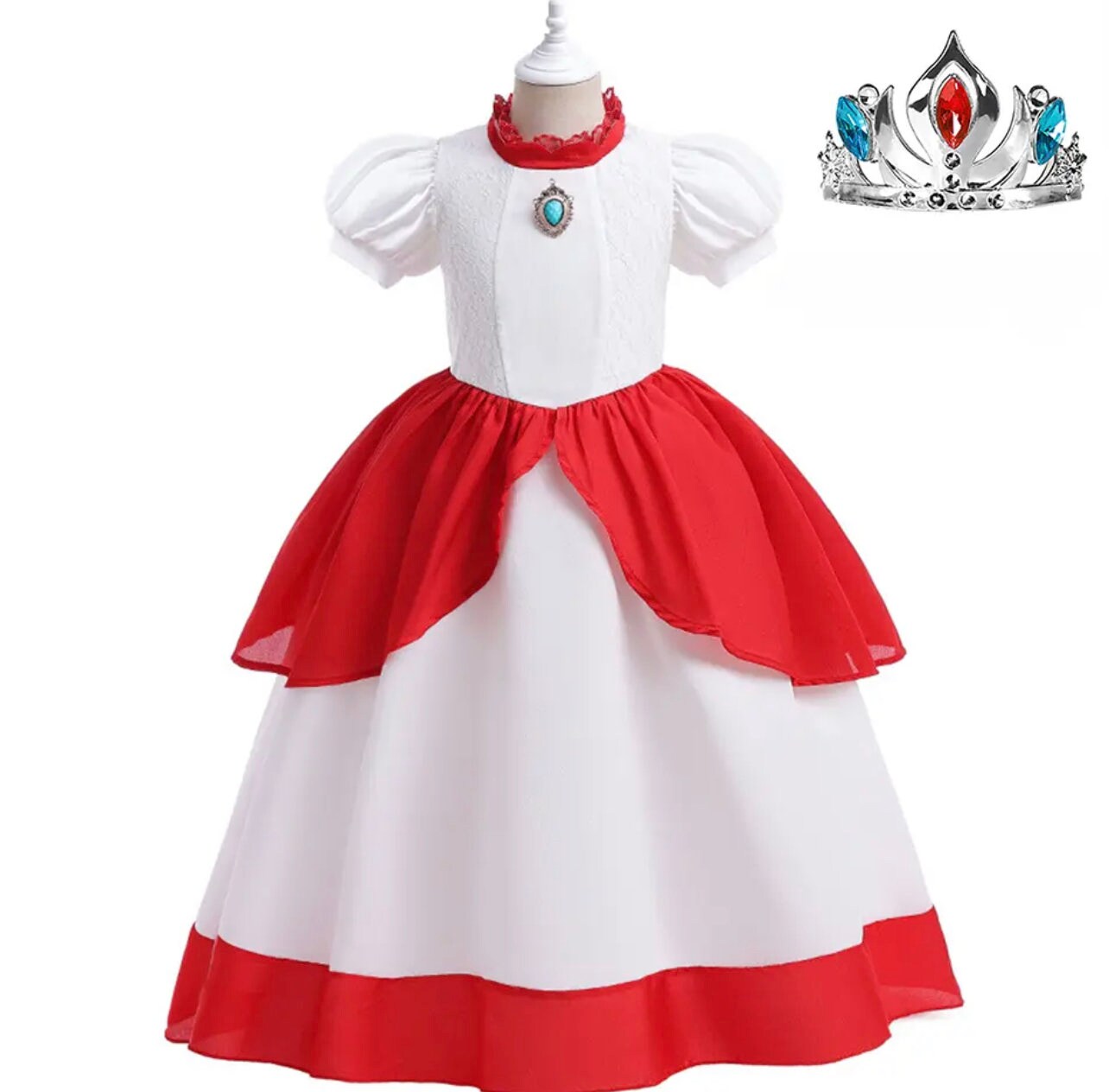 New Girl Peach Princess Dress Kids Movie Role Playing Cosplay Costume Birthday Party Stage Performace