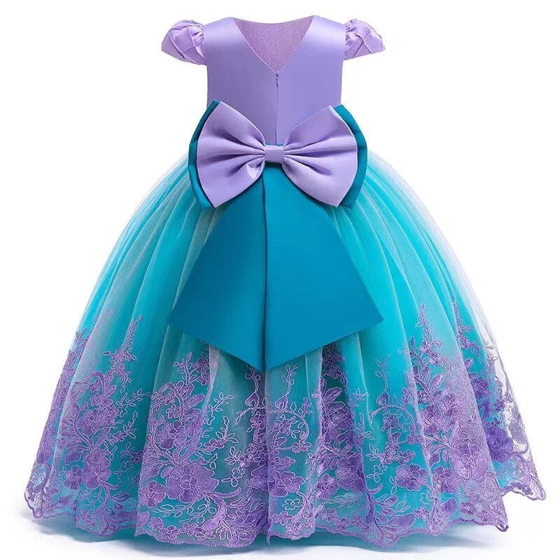 Disney Girls Cosplay New Mermaid Princess Ariel Costume Kids Multi Layers Tulle Tutu Dress Party Birthday Sequin Mermaid Clothes
