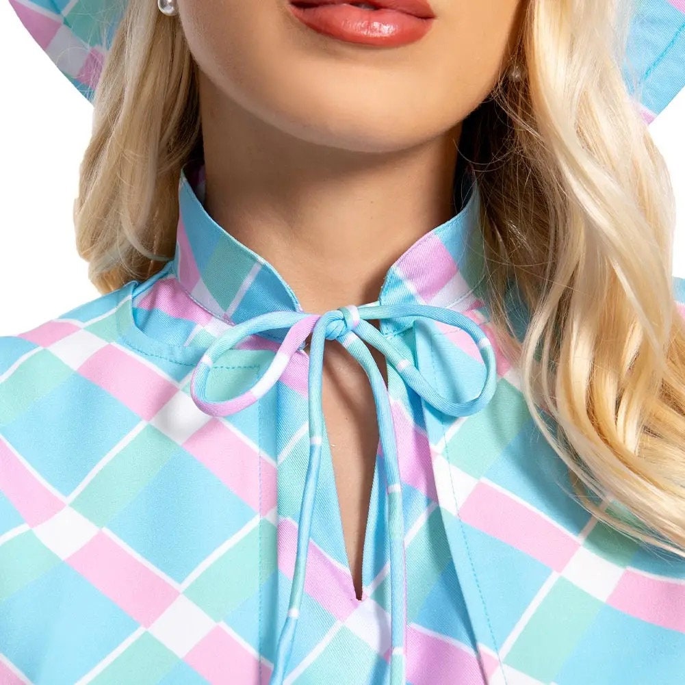 Cosplay Fantasia Cute Blue Plaid Hat Dress 2023