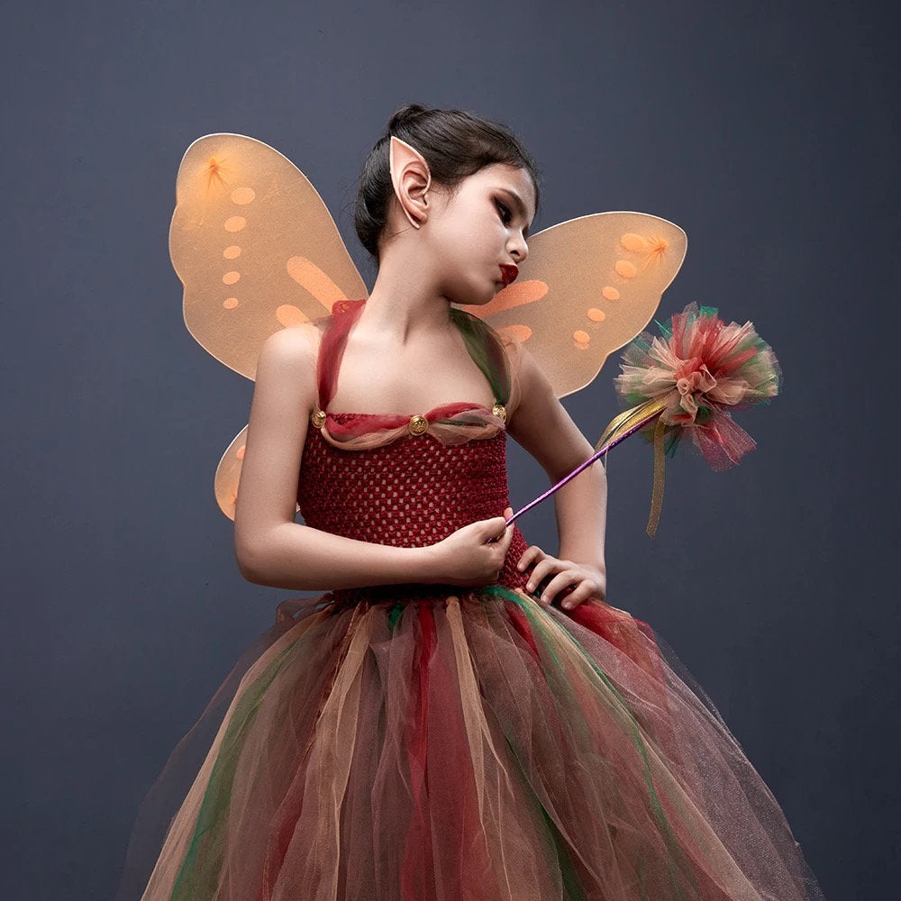 Woodland Fairy Princess Costume for Girls Fancy Tutu Dress with Wings – Twirly Girls Woodland Fairy Princess Costume for Girls Fancy Tutu Dress with Wings – Twirly Girls