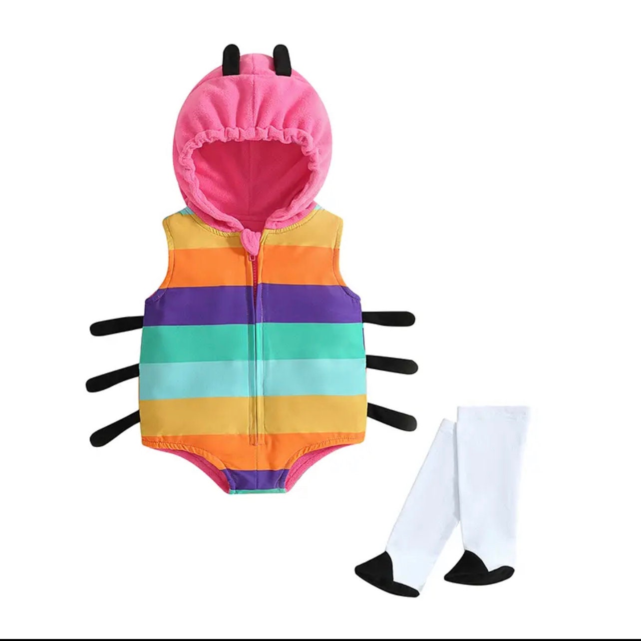 Baby Girls Romper Sets Flamingo Long Sleeve Hooded Zipper Bodysuit With Wings Socks Fall Halloween Costumes