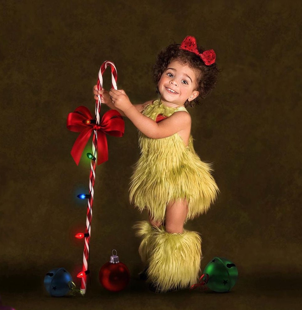 Baby Girls Grinchmas Baby Girl Romper With Bow