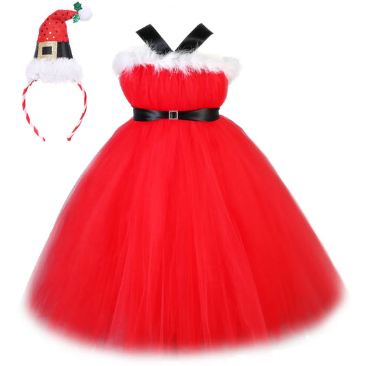 Santa Claus Christmas Tulle Dress for Girls