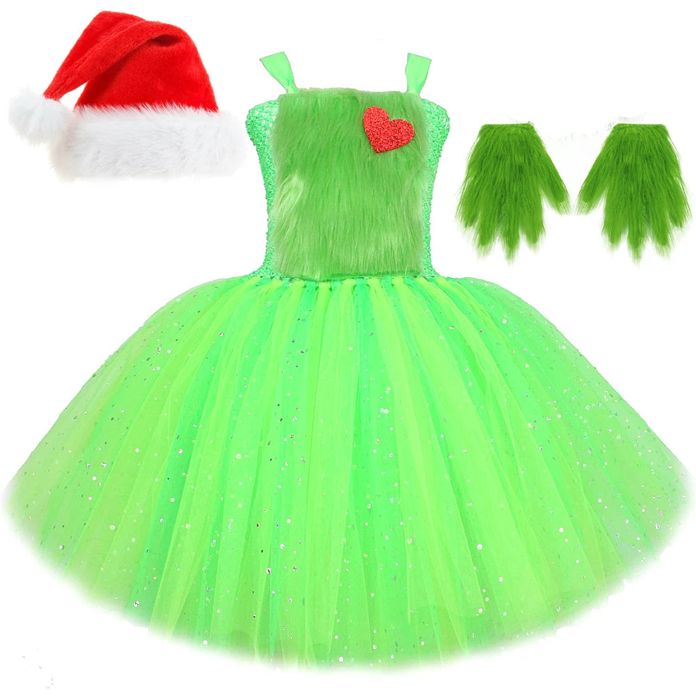 Grinchmas Tutu Dress Costume Set