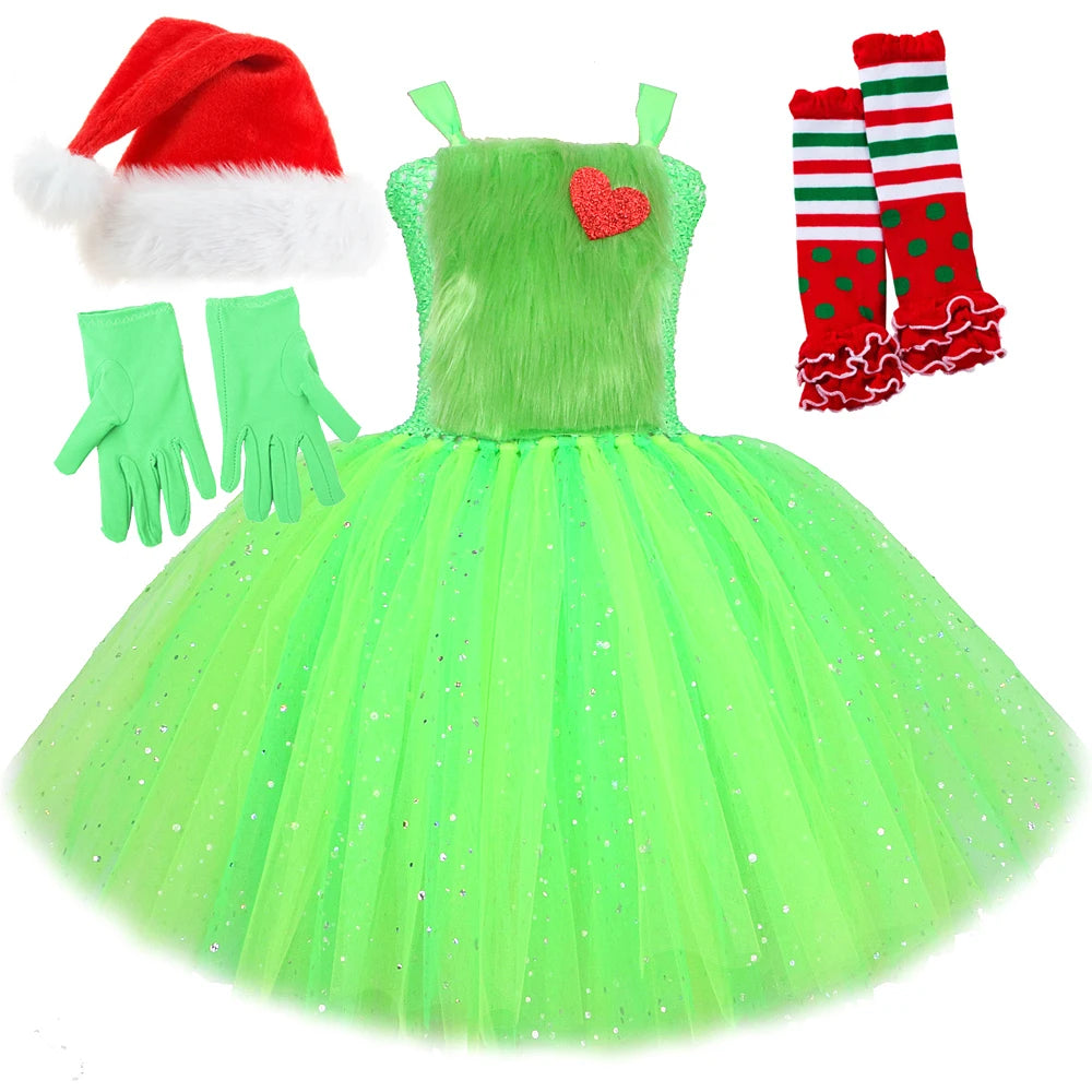 Grinchmas Tutu Dress Costume Set