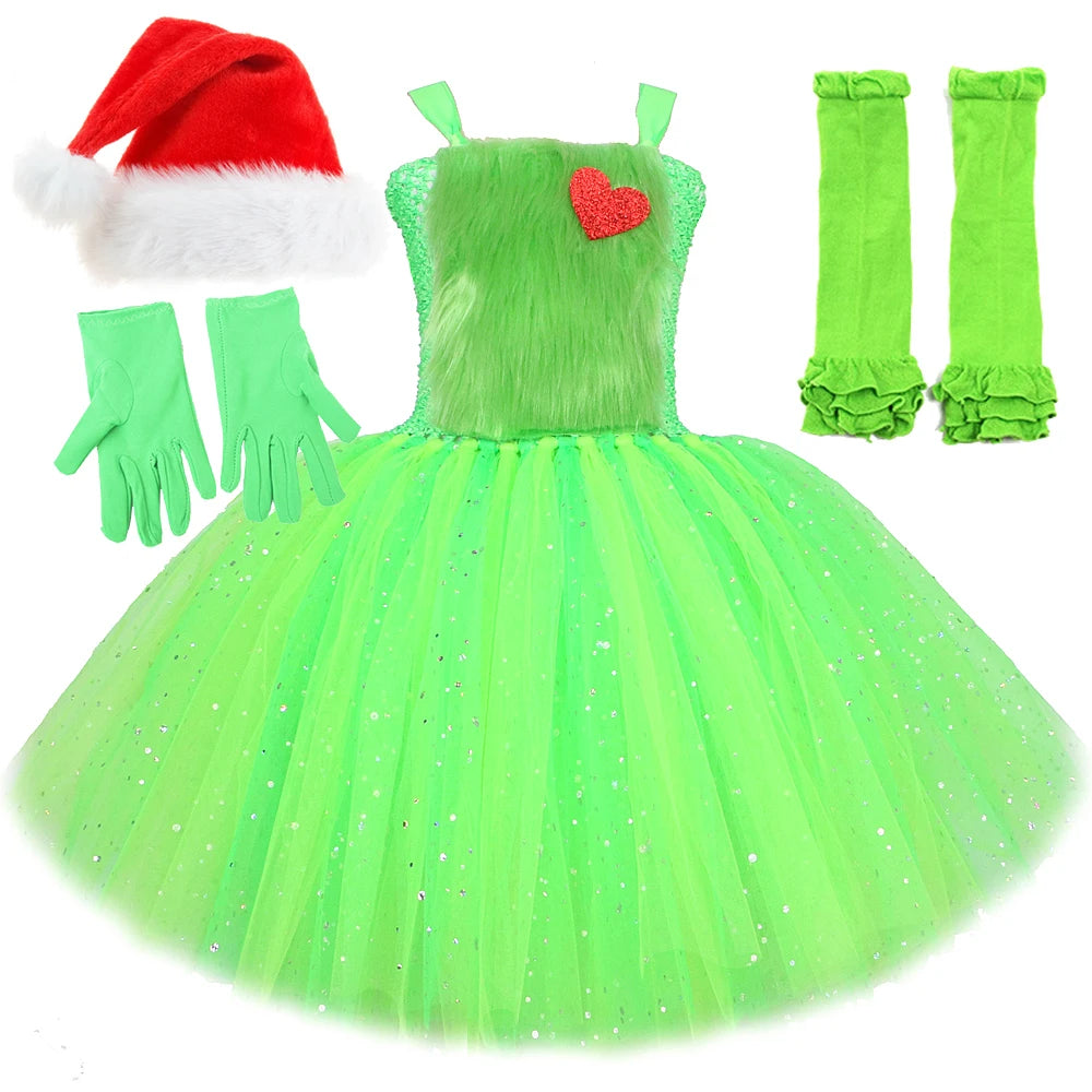 Grinchmas Tutu Dress Costume Set