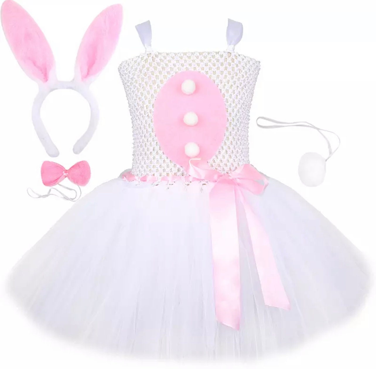 Baby Girls Easter Bunny Tutu Dress for Kids Rabbit Cosplay Costumes Toddler Girl Birthday Party Tulle Outfit Holiday Clothes