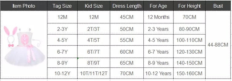 Baby Girls Easter Bunny Tutu Dress for Kids Rabbit Cosplay Costumes Toddler Girl Birthday Party Tulle Outfit Holiday Clothes