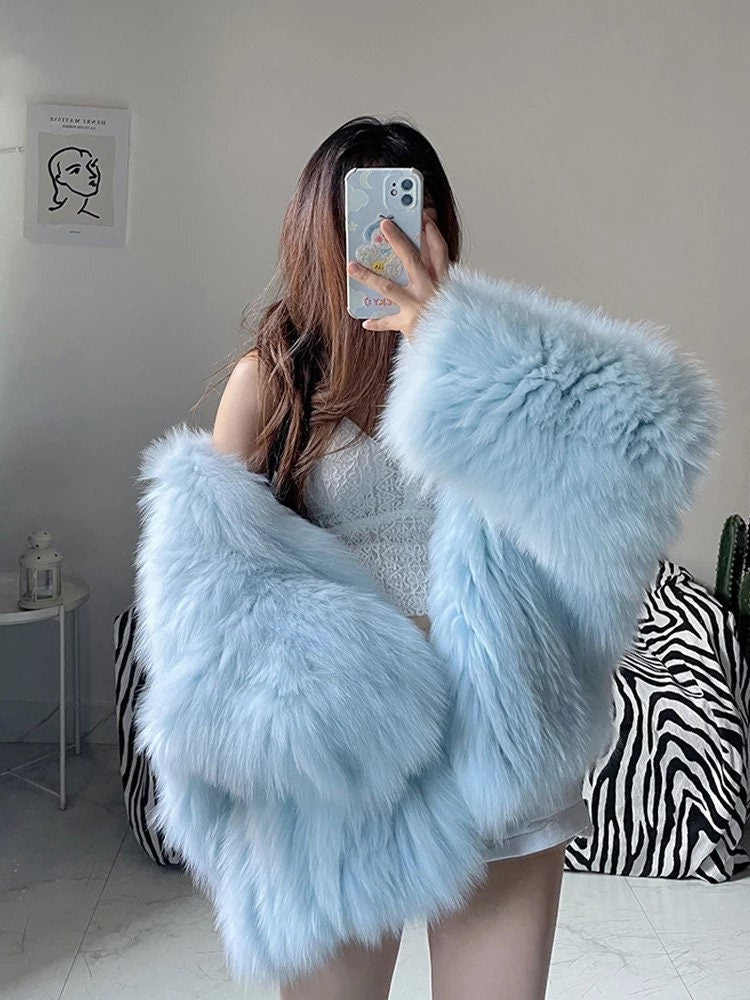 Thick Warm Soft Colored Faux Fur Jacket