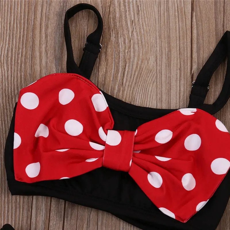 Baby Girl Bowknot Halter Swimsuit High Waist Top Short Skirt Two-Pieces Set Toddler White Polka Dot Girls Bathing Suit