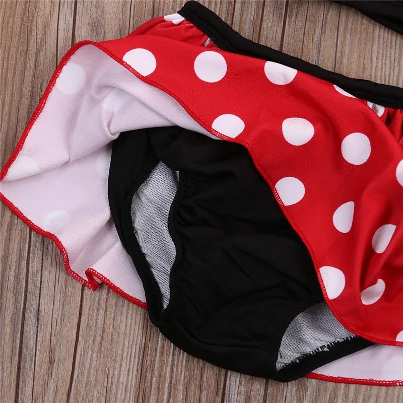 Baby Girl Bowknot Halter Swimsuit High Waist Top Short Skirt Two-Pieces Set Toddler White Polka Dot Girls Bathing Suit