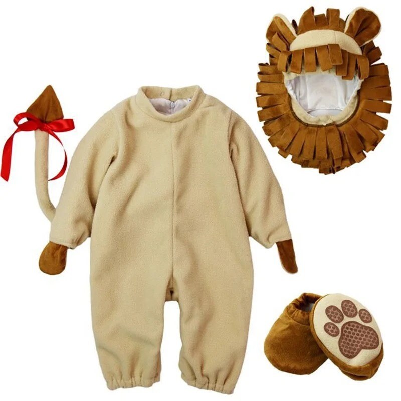 Lion Costume Baby Boy Girl Halloween Animal Cosplay Clothes Anime Suit Funny Onesie Kigurumis Festival Chiristmas Outfit