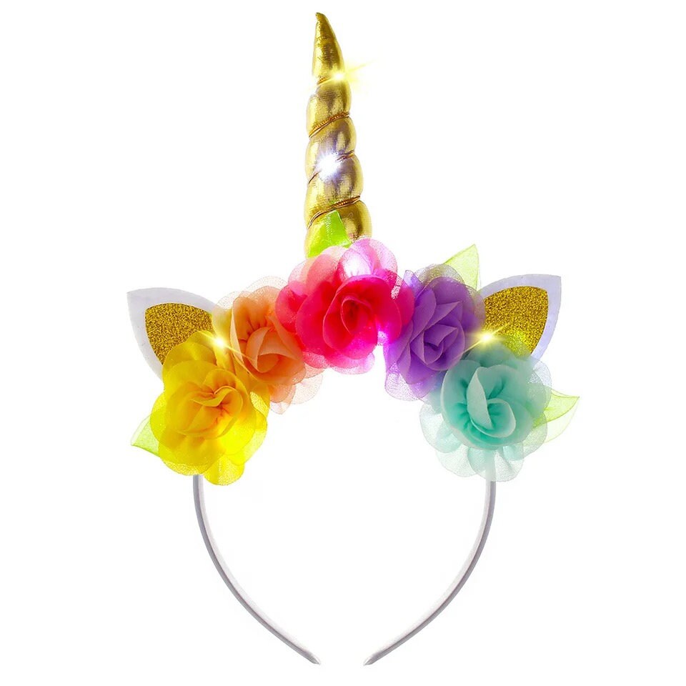 Led Light Unicorn Costumes for Girls Kids Pastel Flowers Princess Dresses for Birthday Party Halloween Outfit Children Clothes