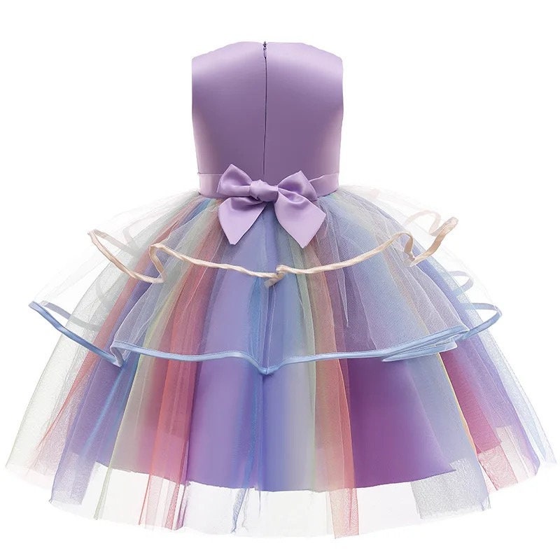 Baby Girls Unicorn Tutu Dress Pastel Rainbow Princess Girls Birthday Party Dress Children Kids Halloween Unicorn Perform Costume