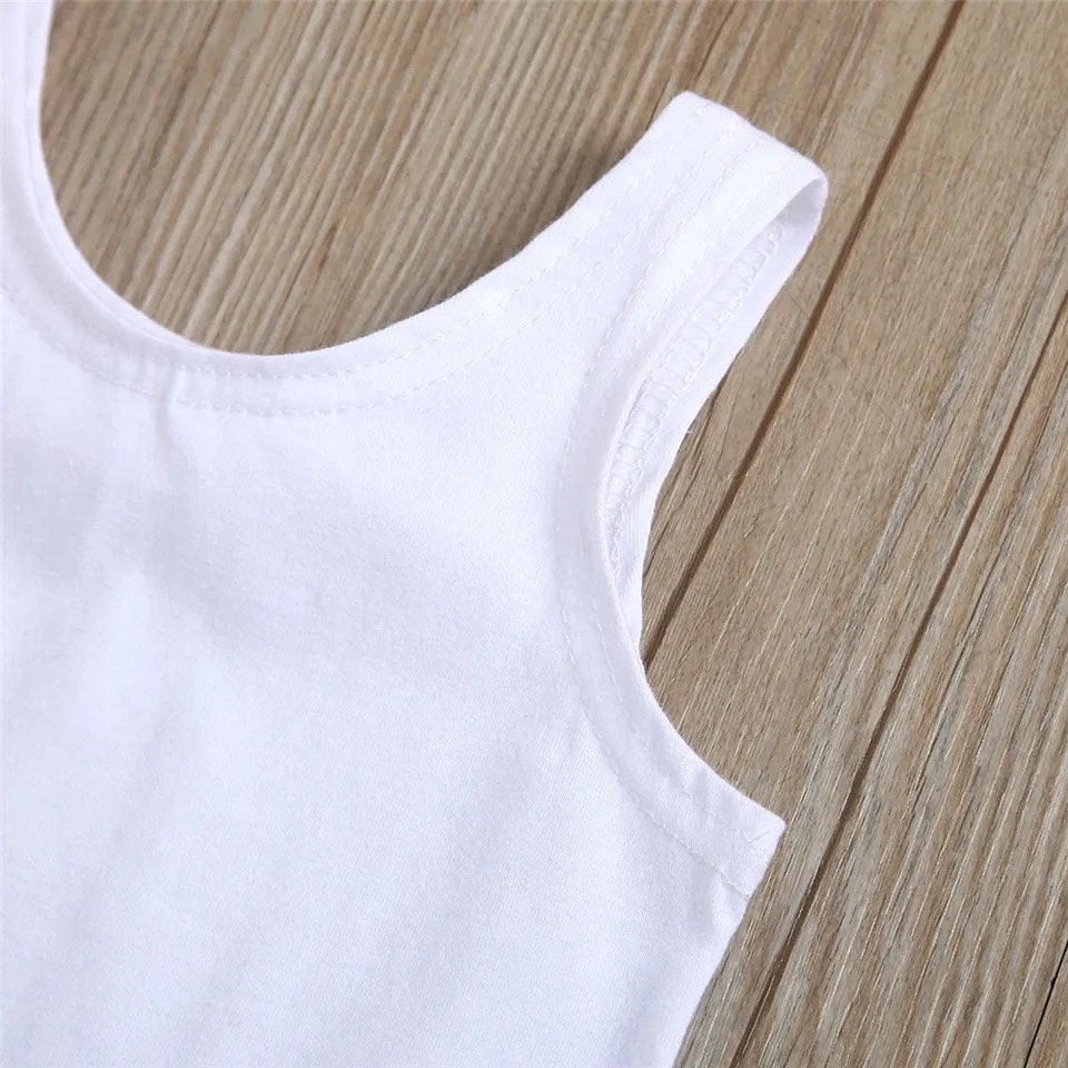 Infant Kids 6M-4T Baby Girls Pudcoco 2Pcs Fashion Summer Clothes Set Solid Sleeveless Bodysuits Tops Flitted Skirt Outfits