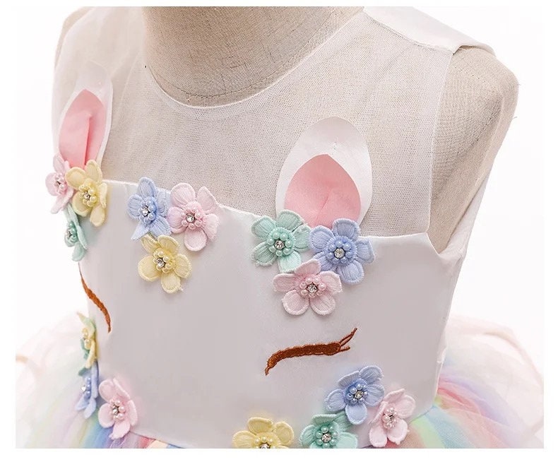 Baby Girls Unicorn Tutu Dress Pastel Rainbow Princess Girls Birthday Party Dress Children Kids Halloween Unicorn Perform Costume