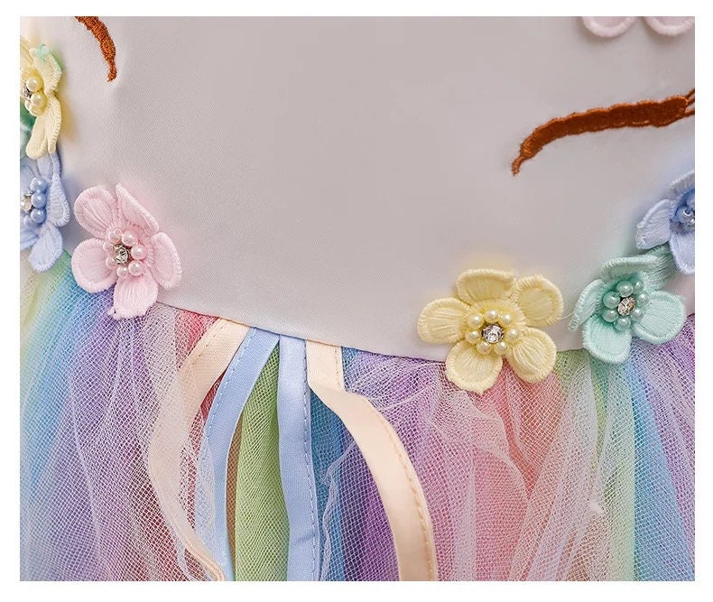 Baby Girls Unicorn Tutu Dress Pastel Rainbow Princess Girls Birthday Party Dress Children Kids Halloween Unicorn Perform Costume