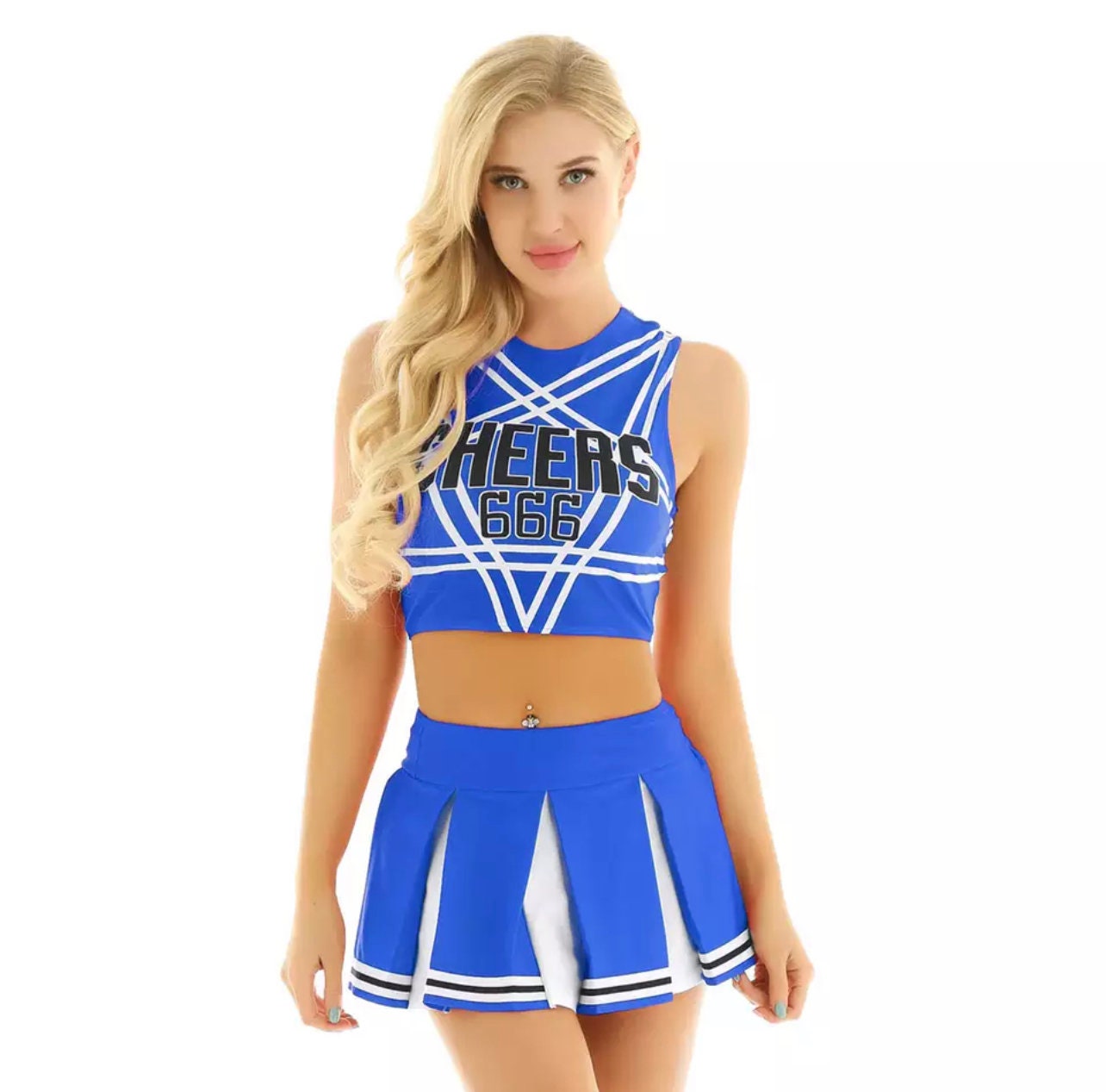 Women Japanese Schoolgirl Cosplay Uniform Girl Sexy Lingerie Sleeveless Crop Top with Mini Pleated Skirt Cheerleader Costume Set