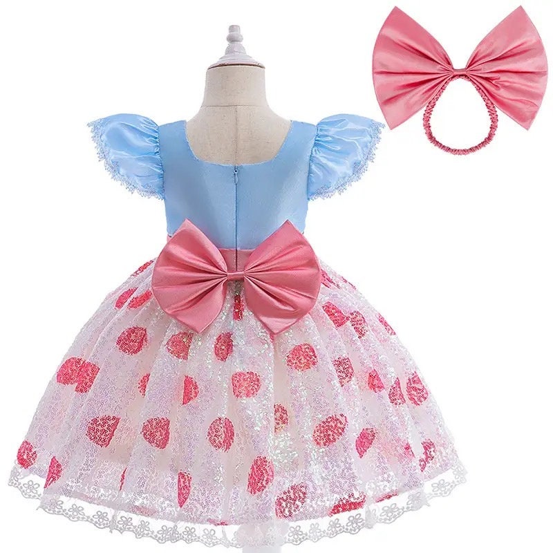 New Toy Story 4 For Girls Costume Kids Cosplay Bo Peep Pink Clothes Summer Fly Sleeve Sequins Dresses Fancy Princess Dress 1-7T