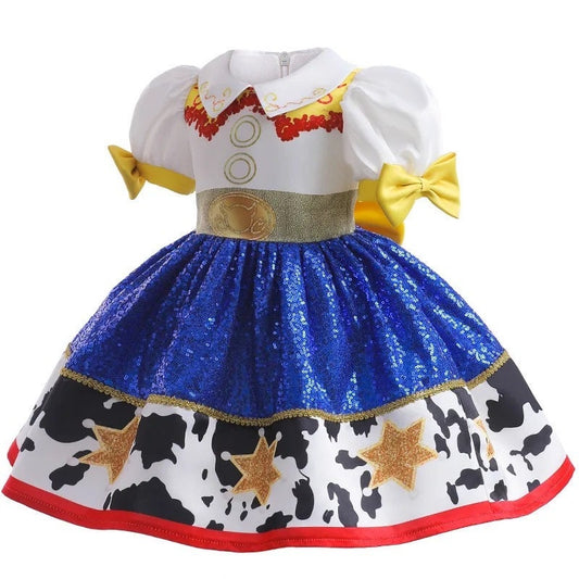 New Toy Story 4 For Girls Costume Kids Cosplay Bo Peep Pink Clothes Summer Fly Sleeve Sequins Dresses Fancy Princess Dress 1-7T