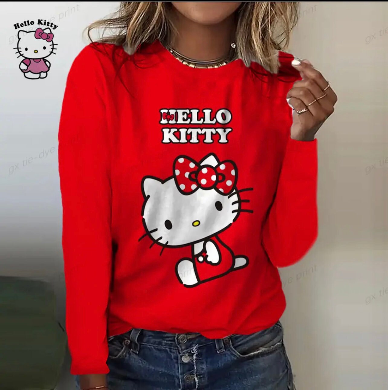 Women's Sweet T shirt Tee HELLO KITTY Casual Holiday Weekend Floral Painting Long Sleeve Flower Print Round Neck Basic Spring