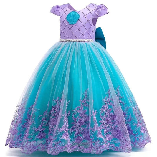 Disney Girls Cosplay New Mermaid Princess Ariel Costume Kids Multi Layers Tulle Tutu Dress Party Birthday Sequin Mermaid Clothes