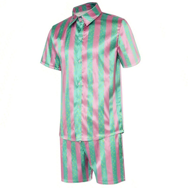 Ken Ryan Gosling Cosplay Barbie Cosplay Costume Hawaiian Shirts Short Pants for Beach Wear Set Adult Halloween Party Costume