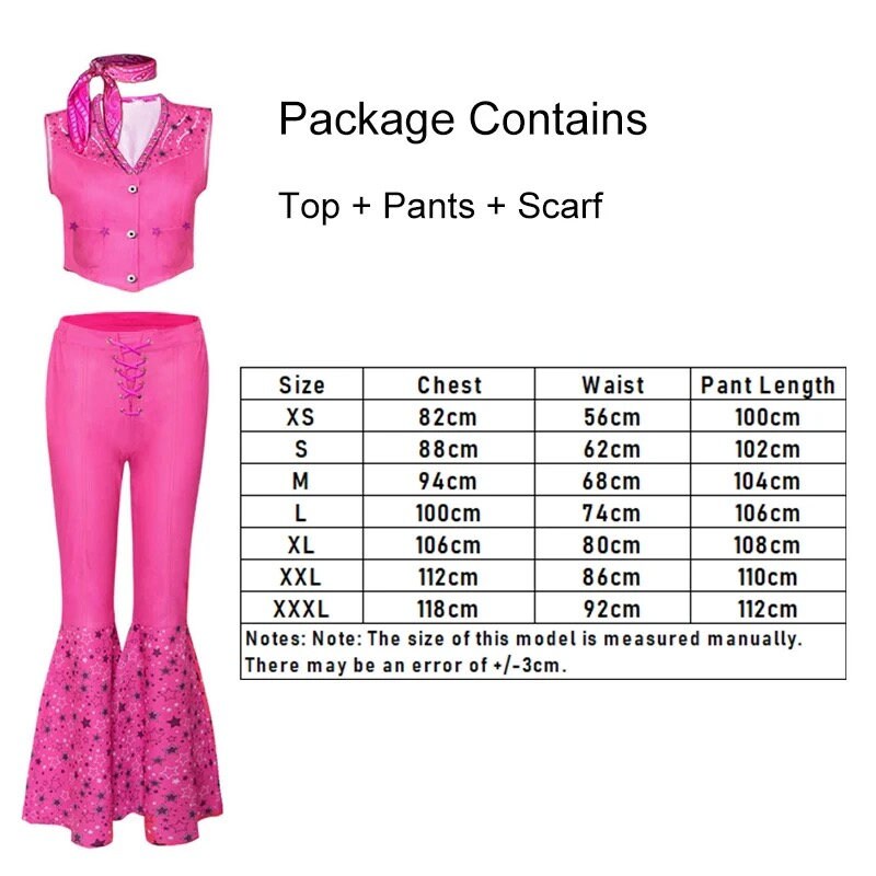 Movie Margot Robbie's Barbie Costume Hot Starry Pink Top and Pants Barbie Set for Women Ladies Halloween Costume