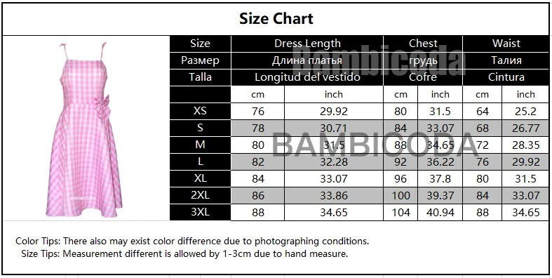 Costume for Women Barb Pink Plaid Dress Women Cosplay Clothes Uniform Halloween Carnival Party Costumes