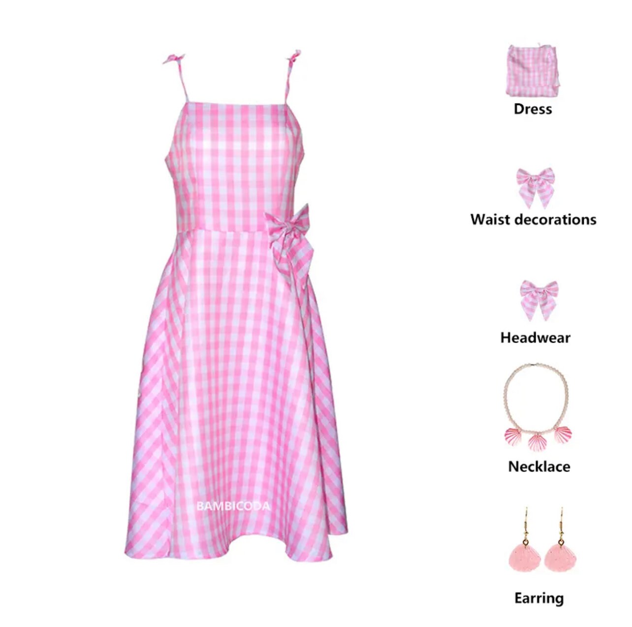 Costume for Women Barb Pink Plaid Dress Women Cosplay Clothes Uniform Halloween Carnival Party Costumes