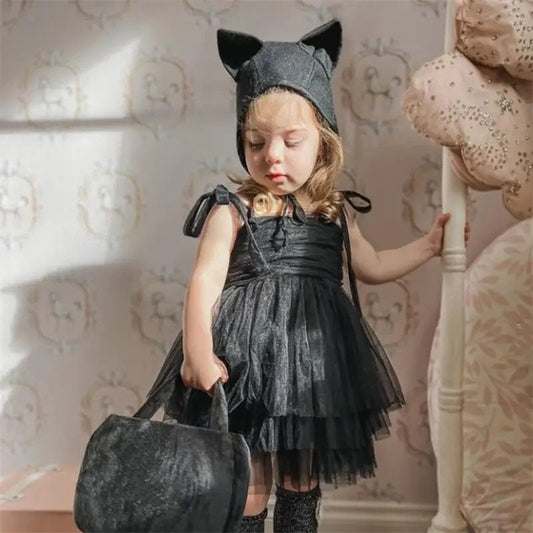 Halloween Toddler Kid Infant Baby Girls Dress Tulle Tutu Party Dresses For Girls Cat Ear Hat