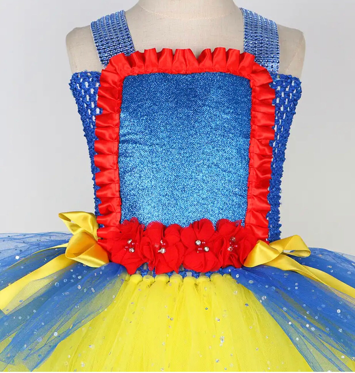 Disney Sparkly Snow White Princess Dresses for Girls Christmas Halloween Twinkle Costumes for Kids Birthday Party Tutus Outfit