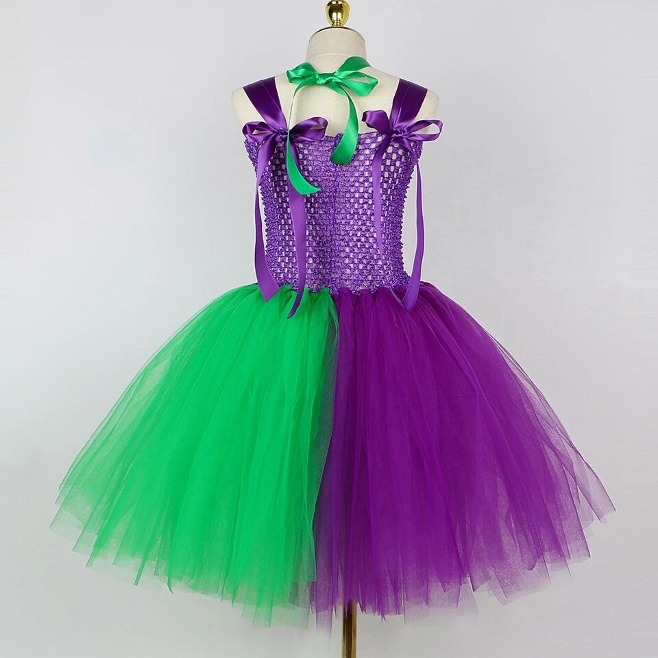 Fleck Clown Halloween Costumes for Girls Purple Green Joker Cosplay Dresses for Kids Carnival Party Outfits Children Anime Tutus