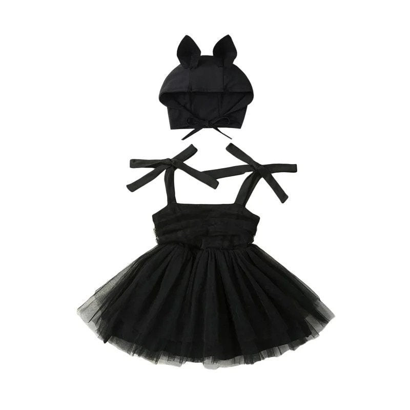 Halloween Toddler Kid Infant Baby Girls Dress Tulle Tutu Party Dresses For Girls Cat Ear Hat