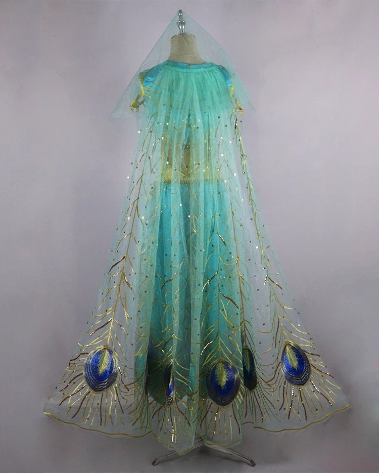 Adult Aladdin Magic Lamp Jasmine Princess Dress Cosplay Costume Adult Women Halloween Costume Embroidery Dance Dress