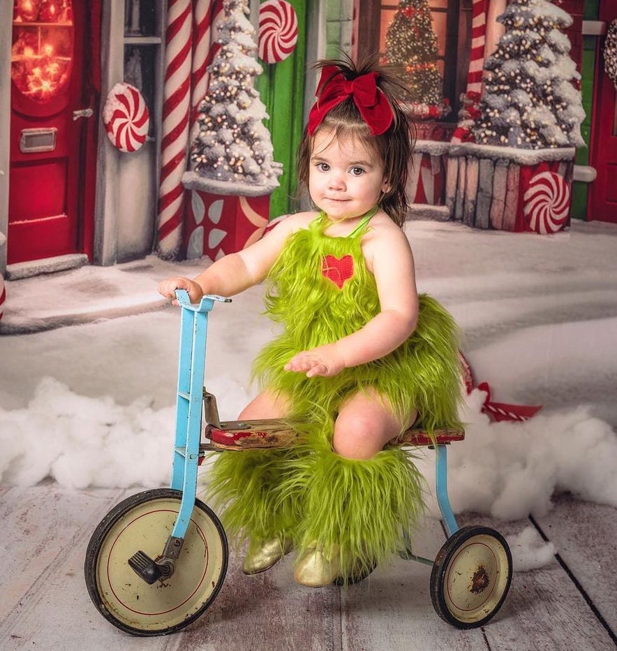 Baby Girls Grinchmas Baby Girl Romper With Bow