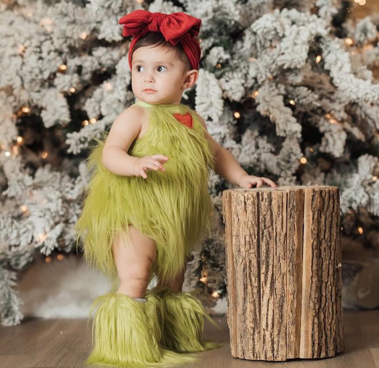 Baby Girls Grinchmas Baby Girl Romper With Bow