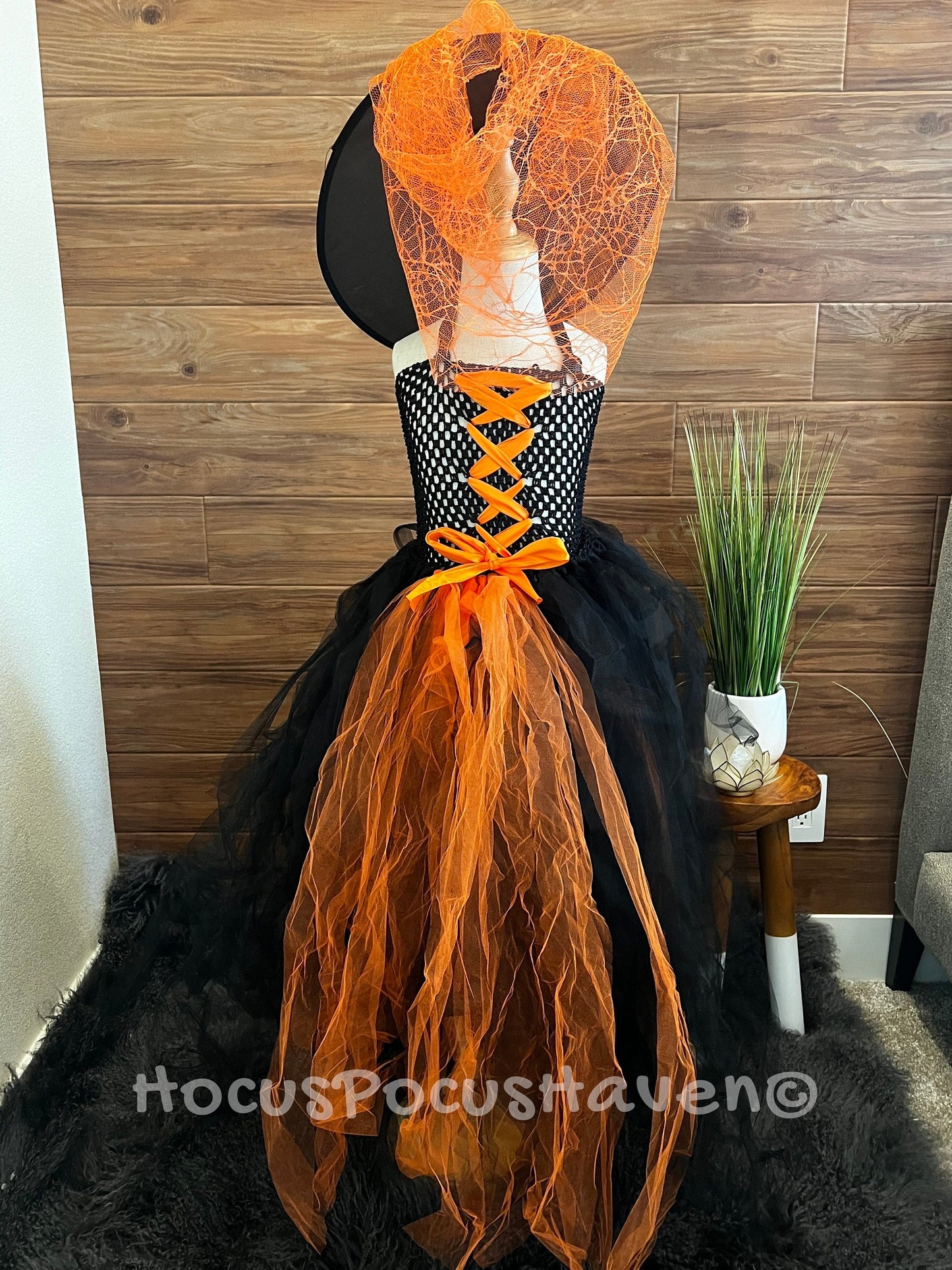 Halloween Witch Costume Flare Sleeve Long Tutu Dress